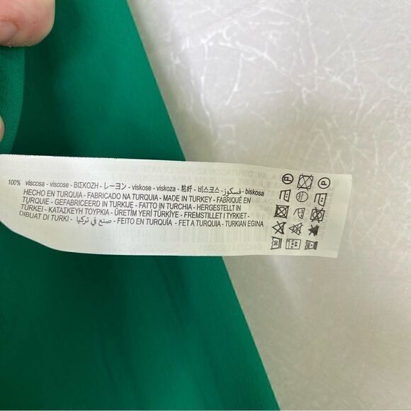 Zara Knotted Long Sleeve Crop Top Green M - Picture 6 of 6